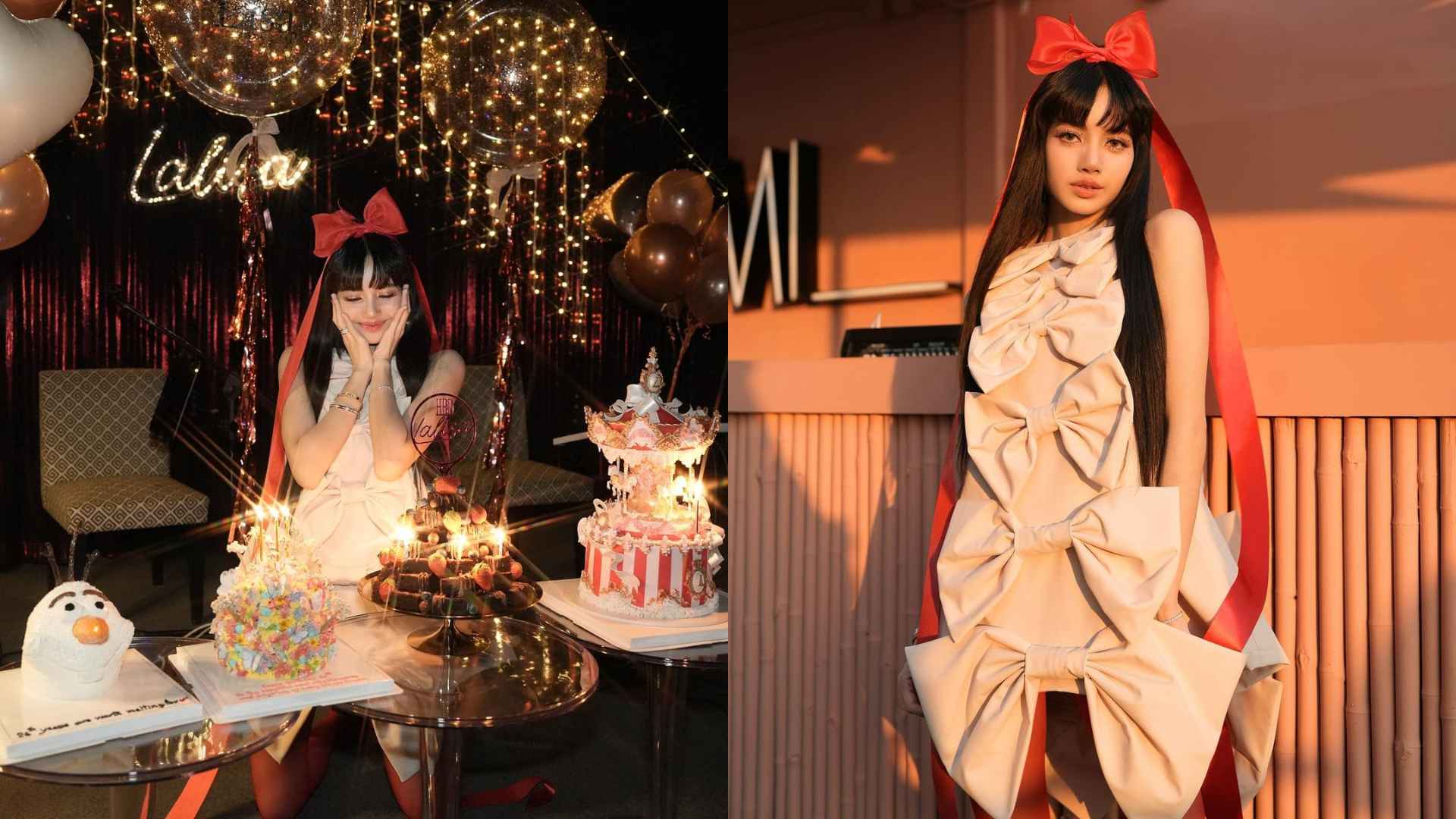 甜美度滿分！BLACKPINK LISA 變身成自己的「生日禮物」，超夢幻蝴蝶結洋裝來自這個品牌！