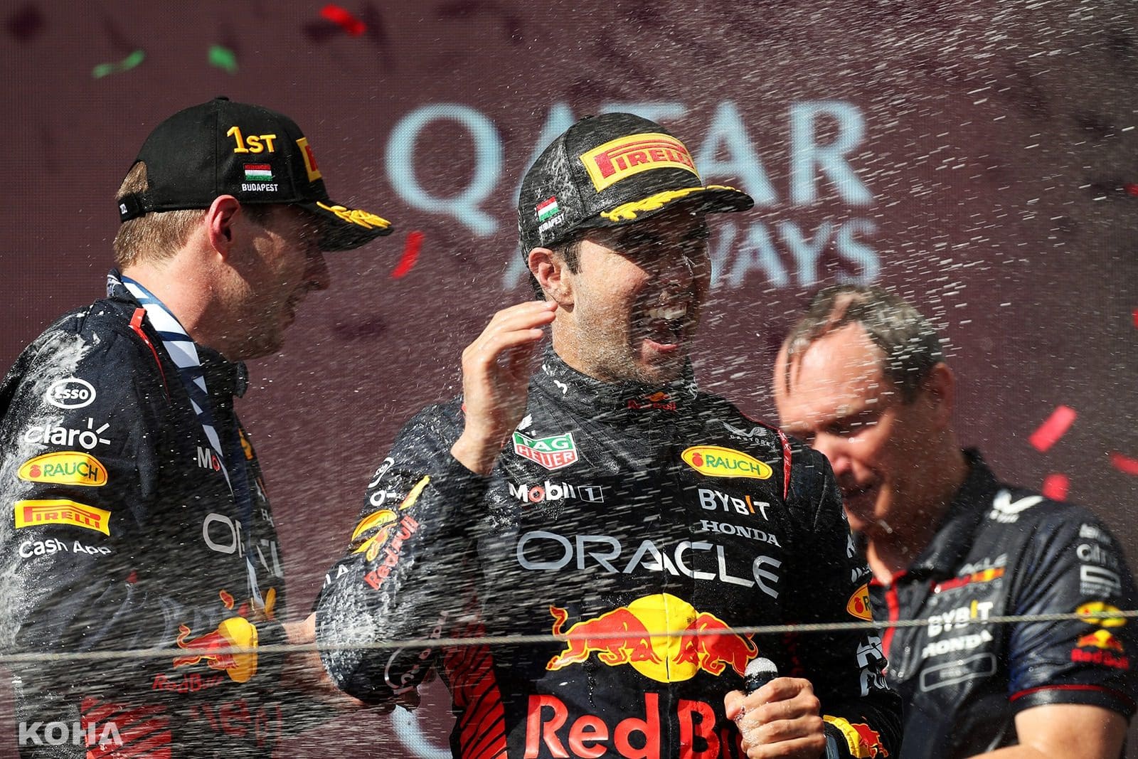 圖4 Sergio Perez奮力追趕，終於在匈牙利大獎賽獲得第三名重回頒獎台。（圖片來源：Red Bull）