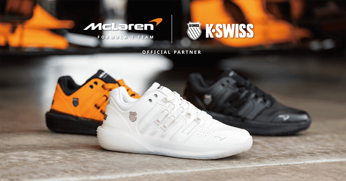 首波引進【Si 18 Ultrashot X McLaren復古鞋】囊括McLaren標誌性的木瓜橘、K SWISS經典的貴族白與科技黑。 1