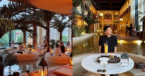 熱帶雨林、清澈池塘重磅進駐！南韓光州咖啡廳「Lounge OIC」超狂，水中渡假包廂區超Chill！
