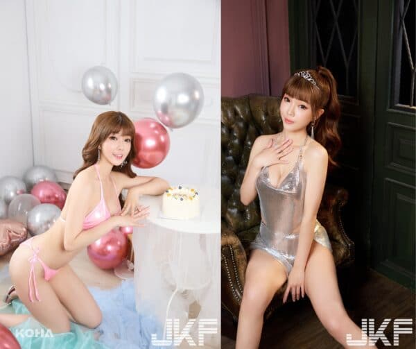 亞洲男性娛樂第一品牌JKF 8月封面女星　凱蒂老師秀E奶粉色小可愛包不住