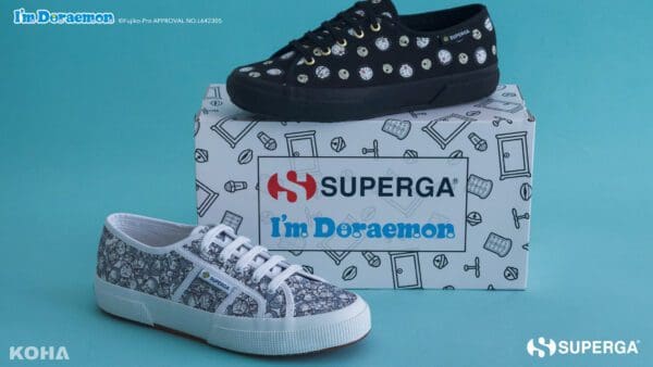 SUPERGA與哆啦A夢首度聯名，推出兩款印有不同表情的哆啦A夢鞋款