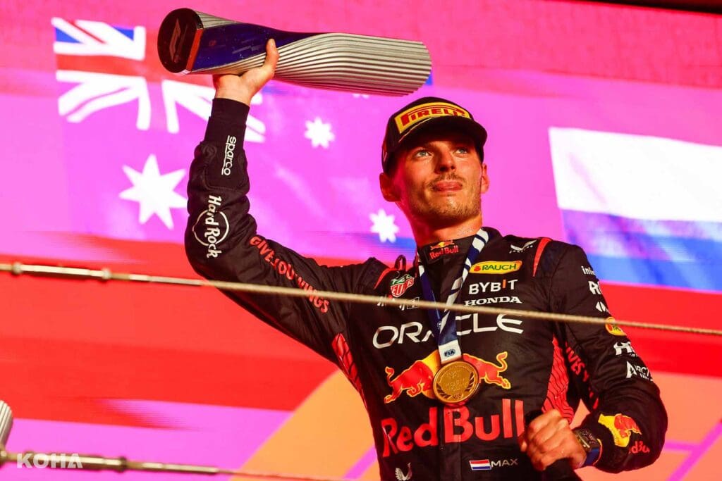圖4 克服卡達站30多度高溫，Red Bull車隊Max Verstappen拿下個人本季第14場勝利，再創高峰。