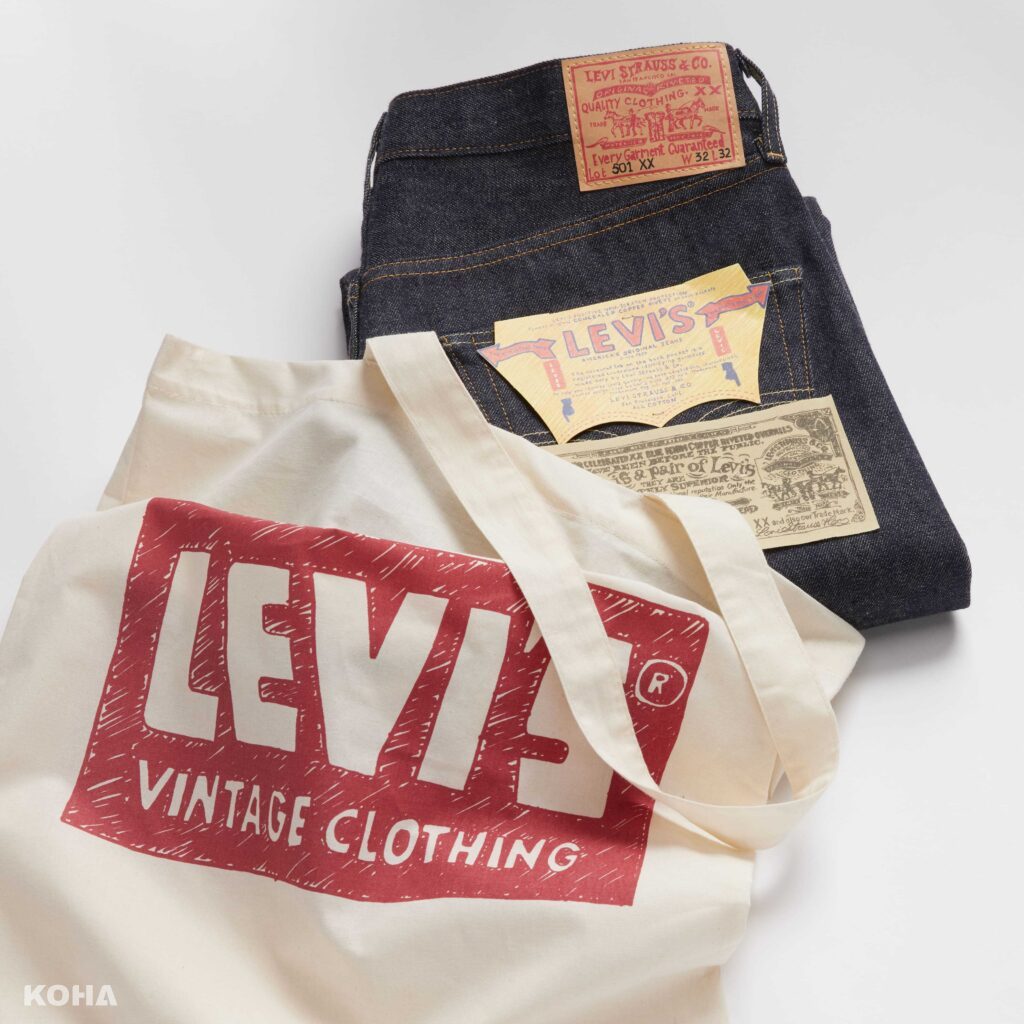 其托特袋包裝上亦飾有手繪手法表現而成的翻玩Levis® Vintage Clothing品牌Logo，完美捕捉原創501®丹寧褲忠實粉絲所珍視的別緻細節 scaled