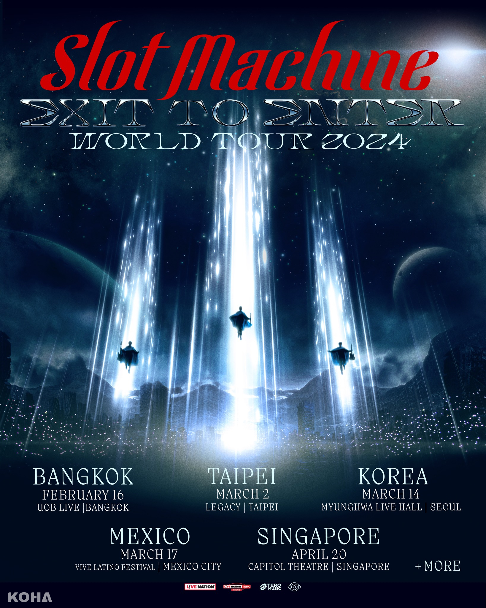 KOHA Concert｜Legacy Taipei 音樂展演空間｜Slot Machine演唱會2024 Slot Machine EXIT TO ENTER WORLD TOUR 2024