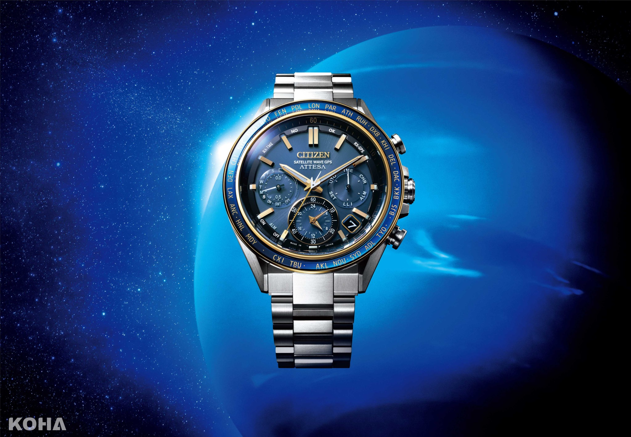 CITIZEN 光動能GPS衛星對時腕錶 「海王星款」 CC4054 68L展現太空無盡的浩瀚力量